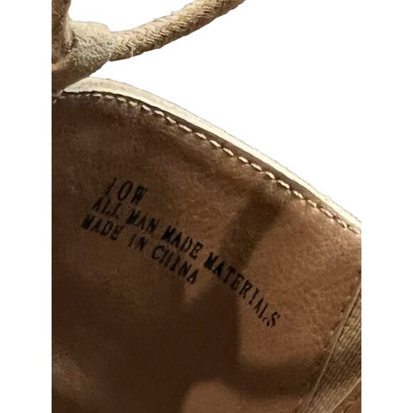 Lane Bryant Open Toe Tan .75" Platform 4" Graphic Wedge Boho Espadrilles Size 10 - Picture 4 of 7